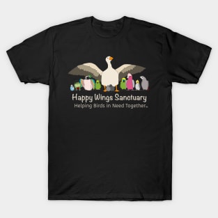 HAPPY WINGS SANCTUARY LOGO - WHITE FONT T-Shirt